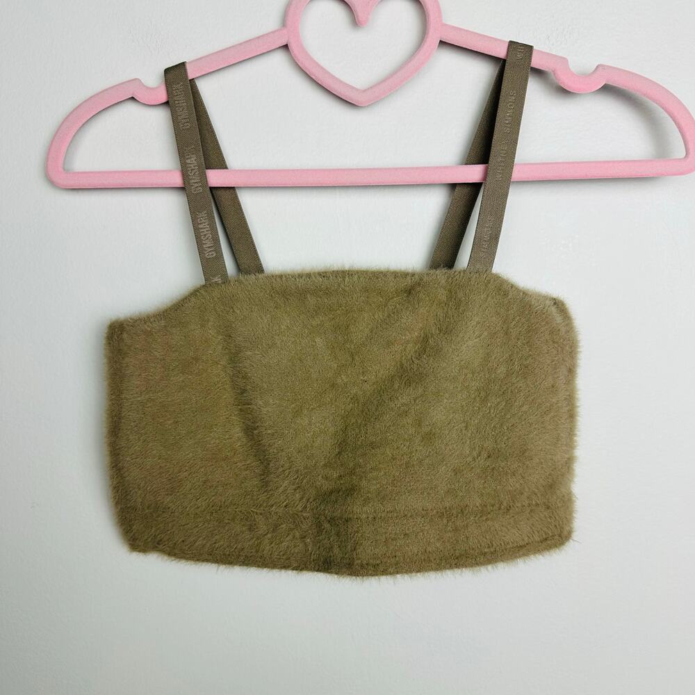 Gymshark NWOT DNU WHITNEY Simmons EYELASH KNIT BANDEAU In tan Size Small